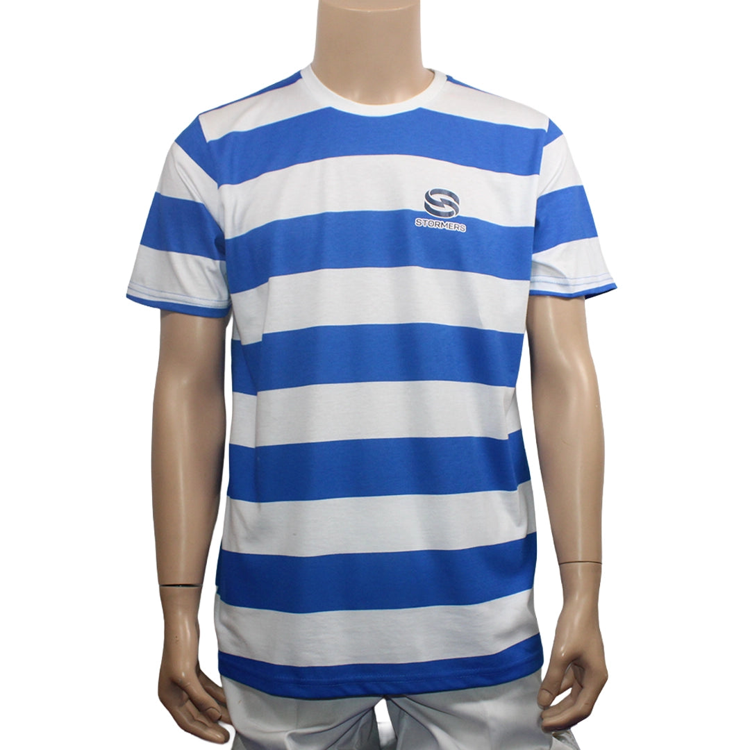 2026 Stormers White Cobalt striped tee- Mens