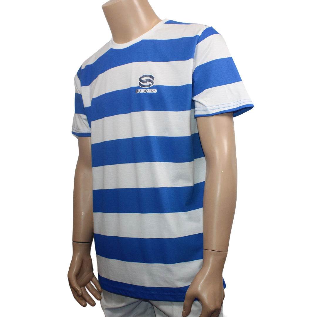 2026 Stormers White Cobalt striped tee- Mens
